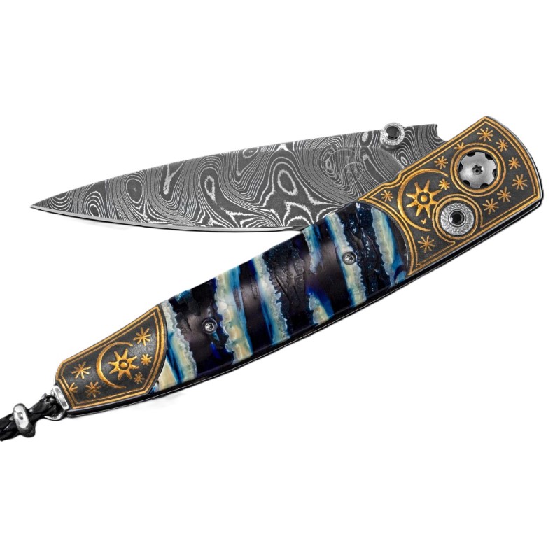 William Henry Pocketknife with 24K gold Koftgari and fossil woolly mammoth tooth